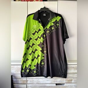 💚 Sport Dri Men’s XL Performance Polo Black Green Graphic Shirt